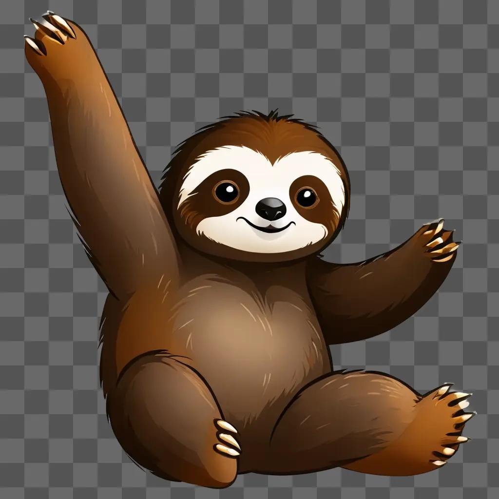 A cute cartoon sloth with a smiling face