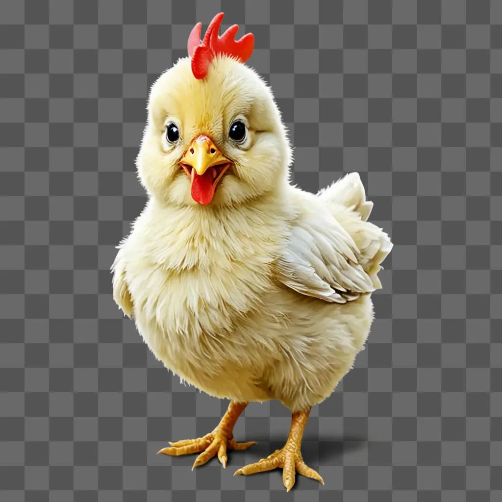 A cute chicken drawing on a beige background