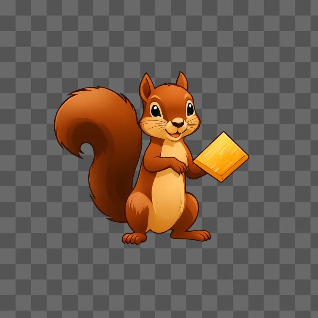 A cute clip art squirrel holds a piece of cheese