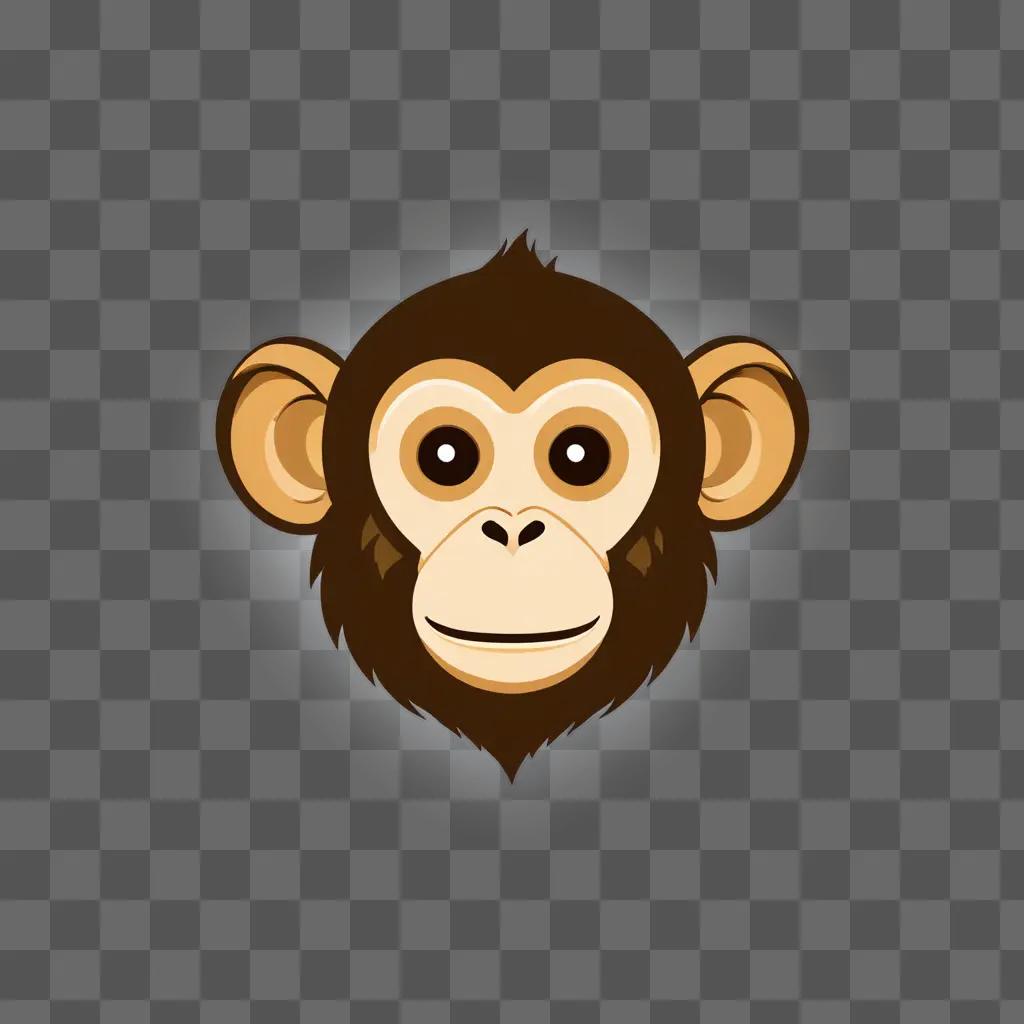 A cute coy monkey drawing on a beige background