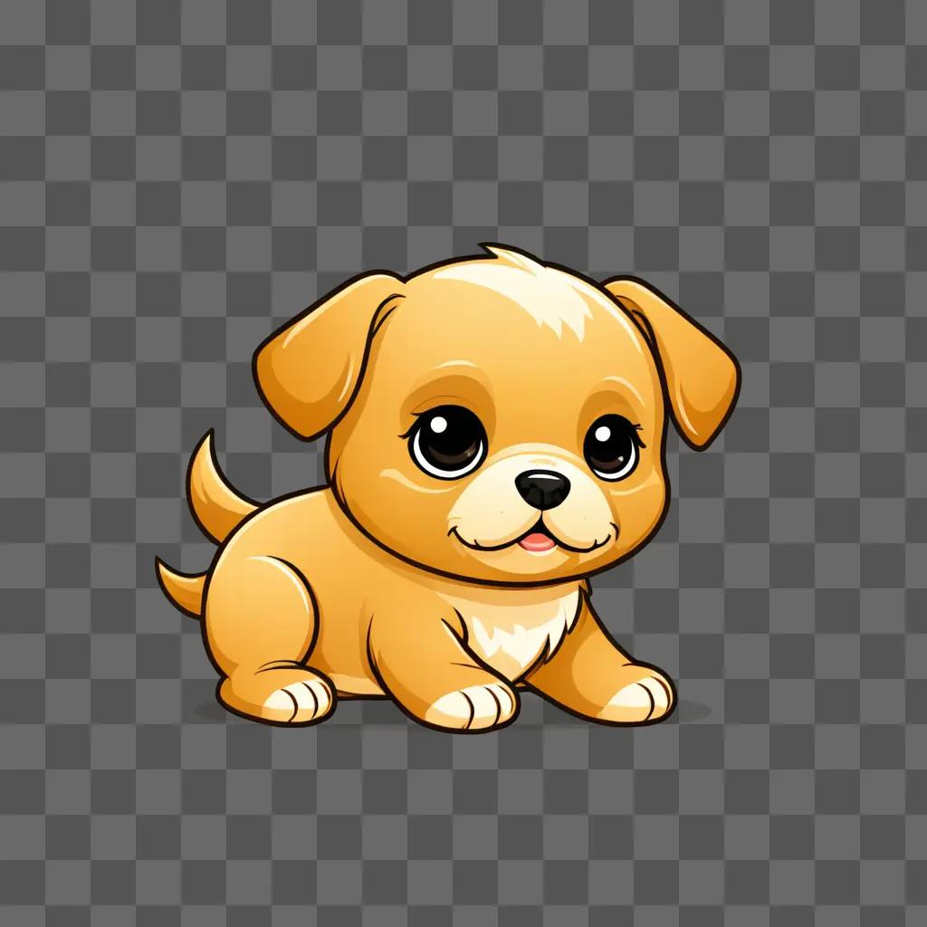 A cute coy puppy drawing on a brown background