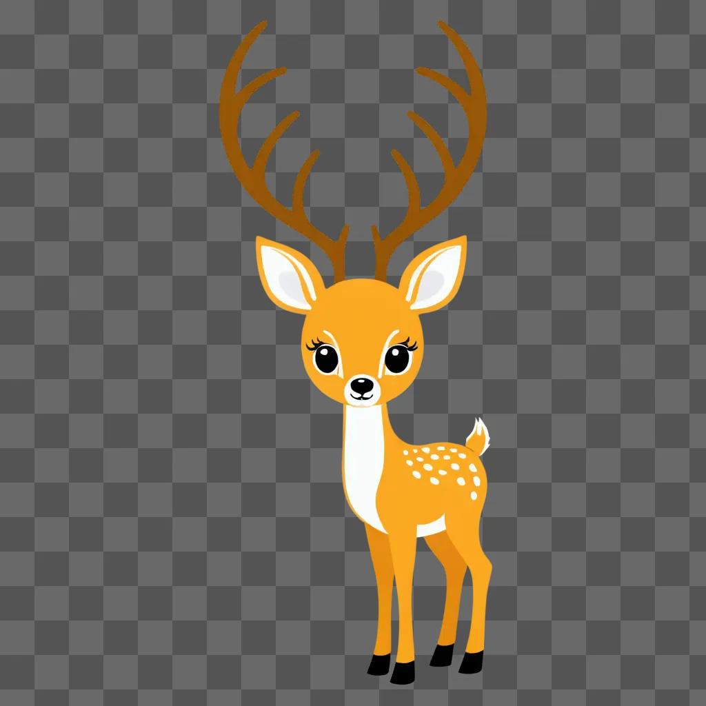 A cute deer drawing on a brown background