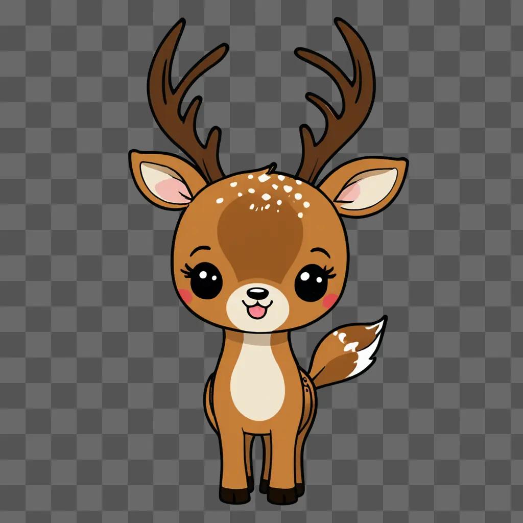 A cute deer drawing with big ears and white eyes