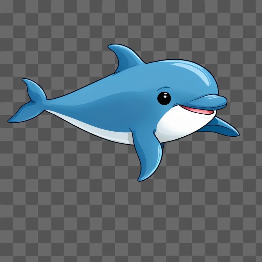 A cute dolphin drawing on a blue background