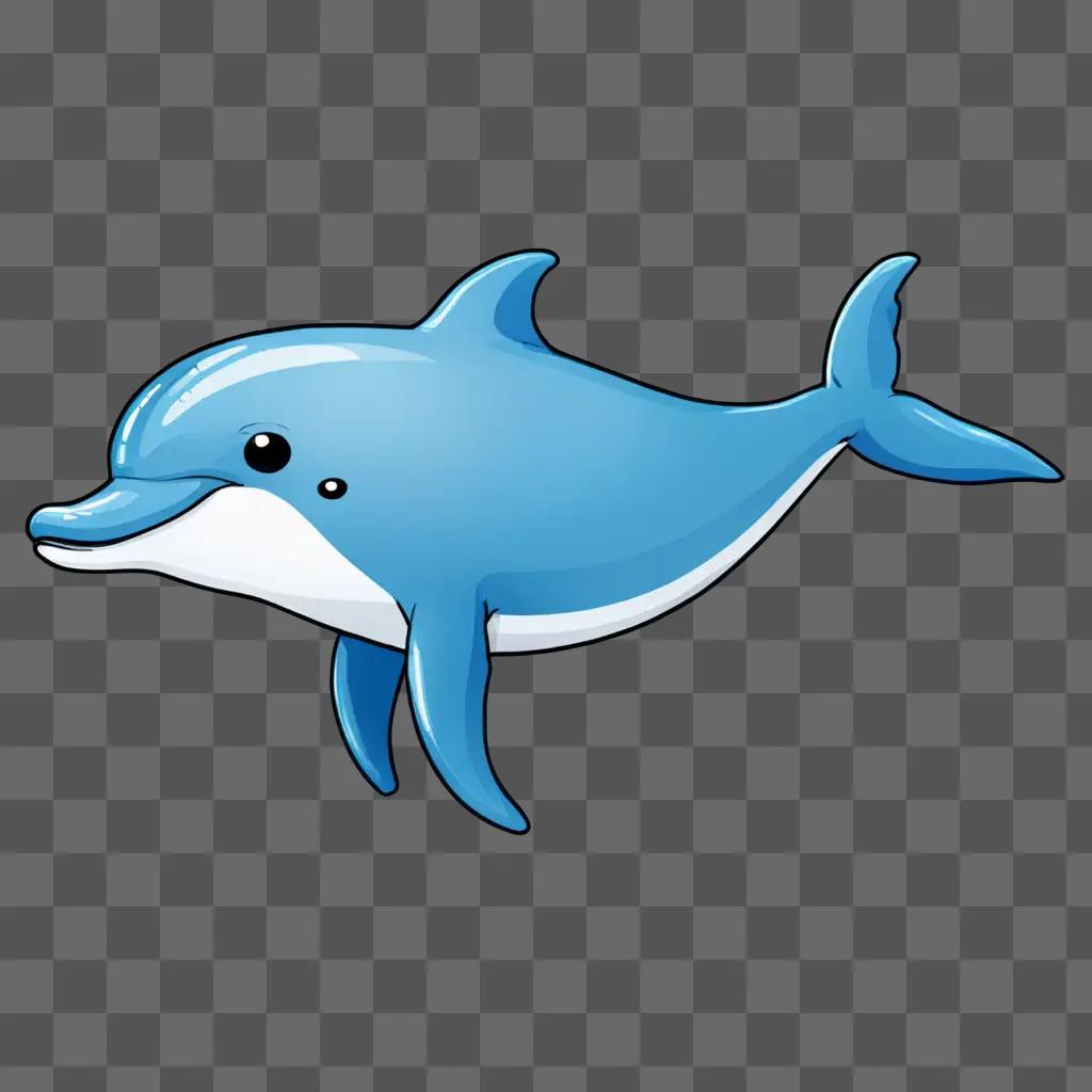 A cute dolphin drawing on a blue background