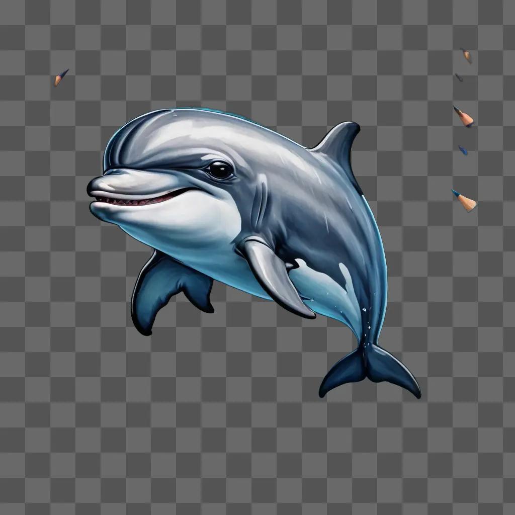 A cute dolphin drawing with a smiling mouth