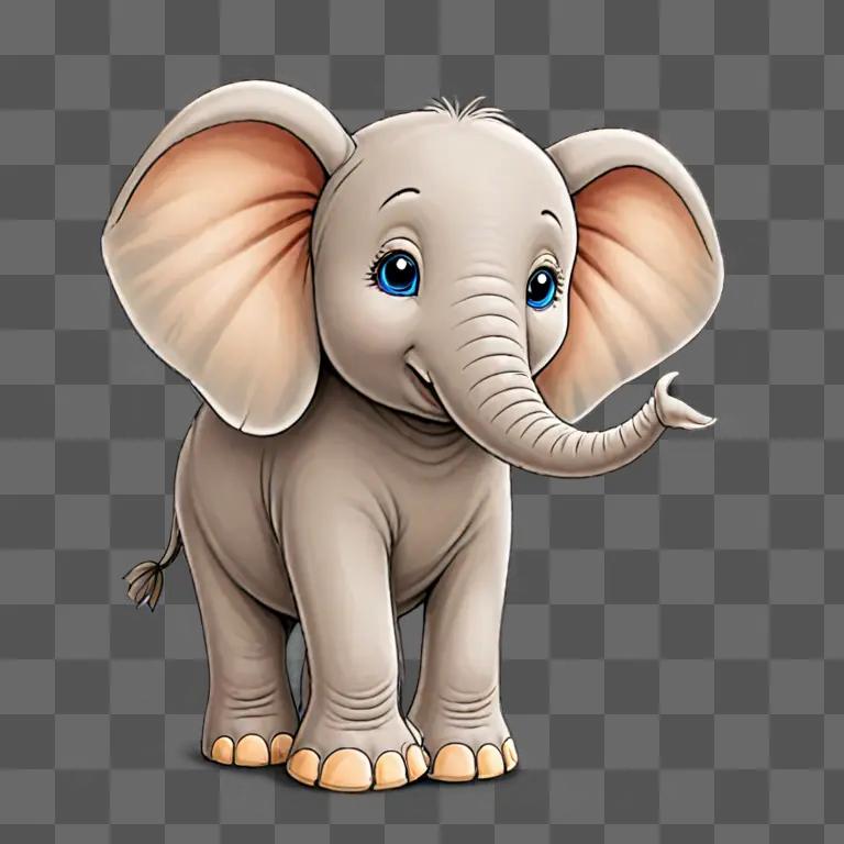 A cute drawing of a baby elephant