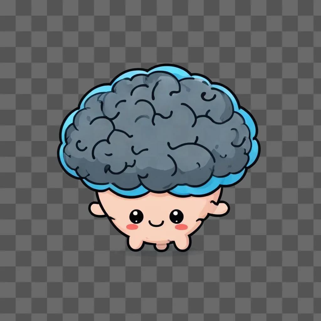 A cute drawing of a brain with kawaii features