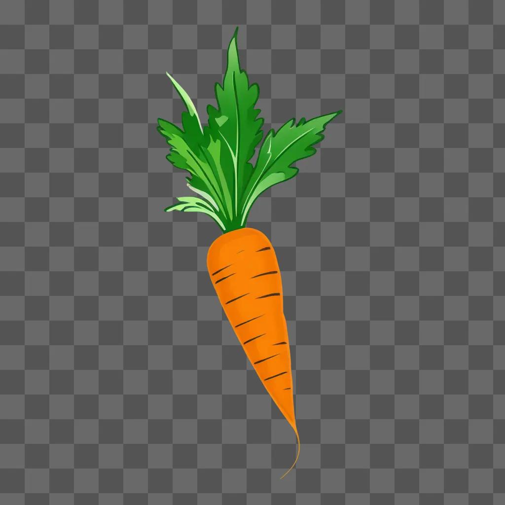 A cute drawing of a carrot with a green leaf