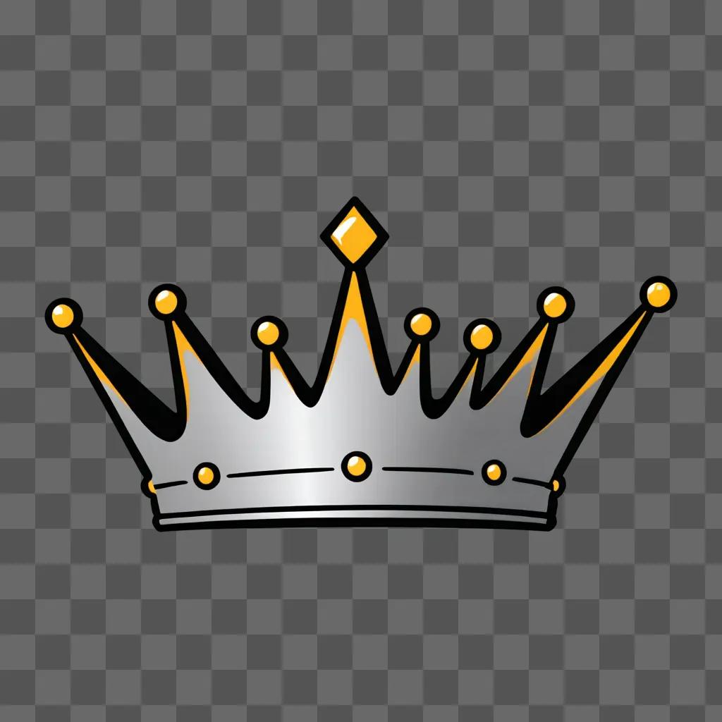 A cute drawing of a crown on a gray background