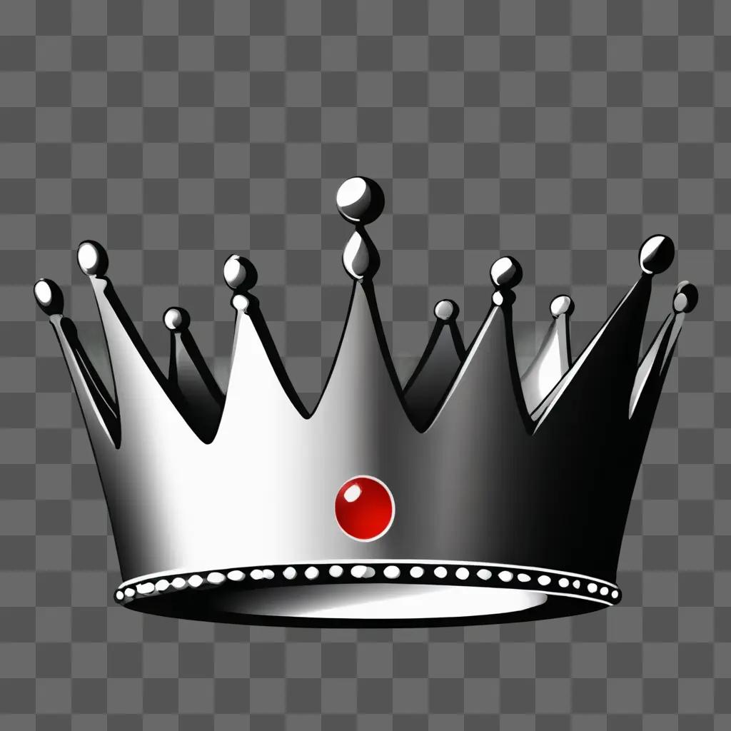 A cute drawing of a crown on a grey surface