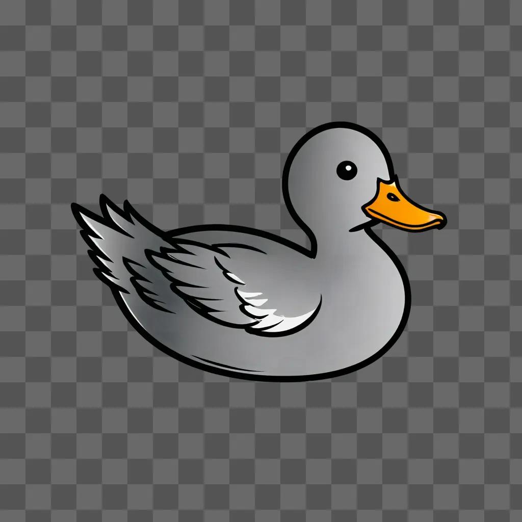 A cute duck drawing on a gray background