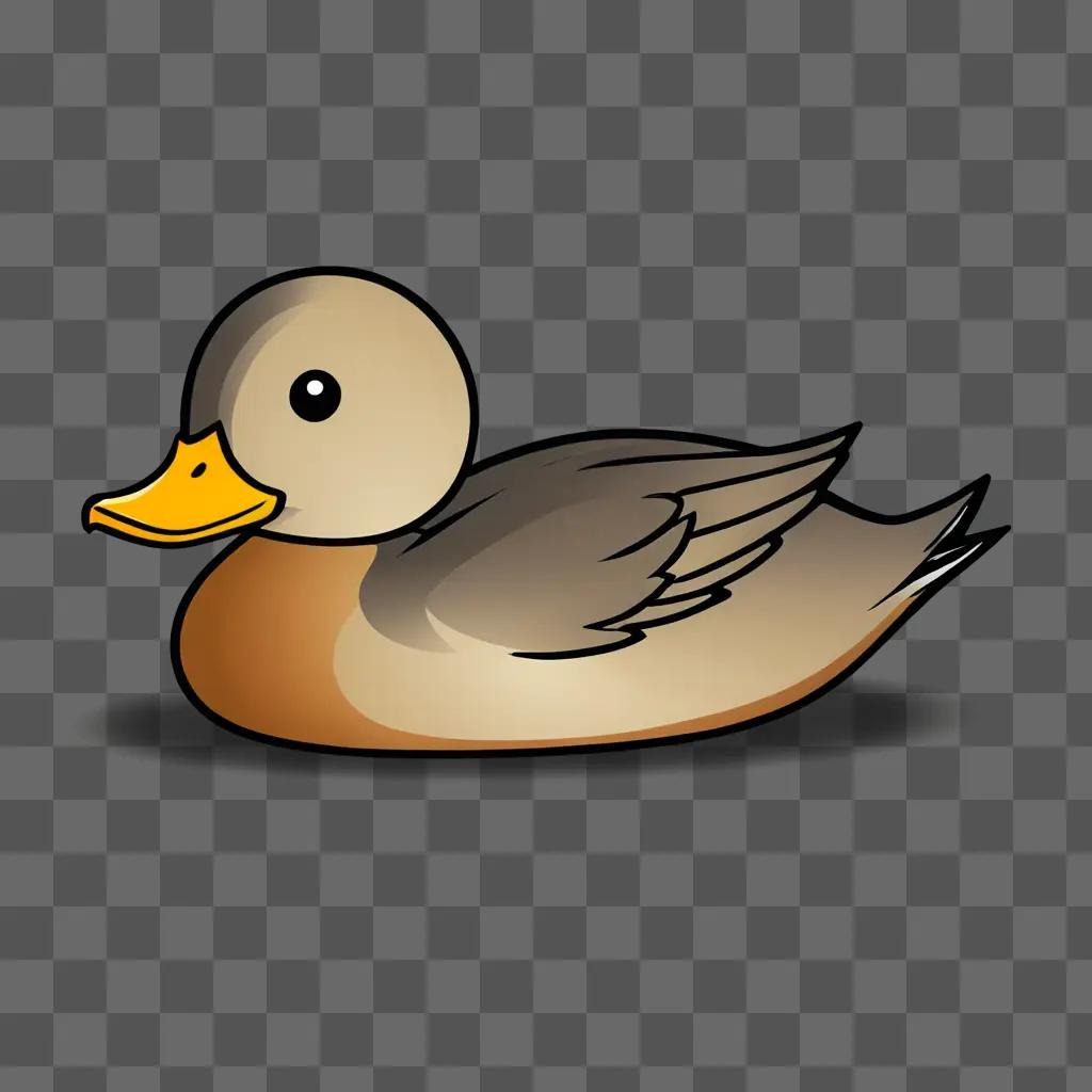 A cute duck drawing sits in the dark