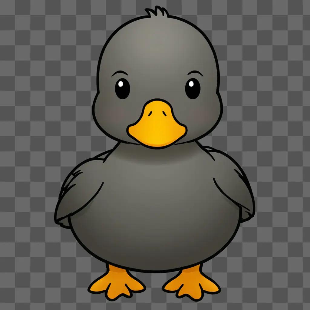 A cute duck drawing with a yellow beak