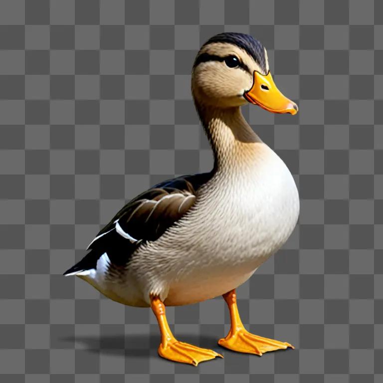 A cute duck drawing with a yellow beak and black legs