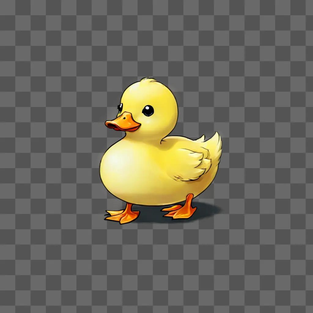 A cute duck drawing with a yellow body and orange beak