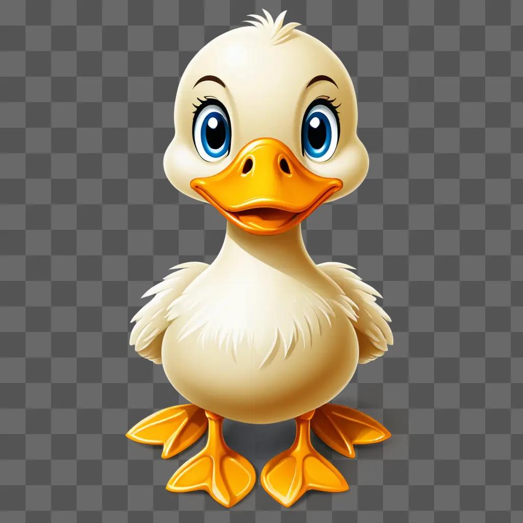 A cute duck drawing with big eyes and bright yellow beak