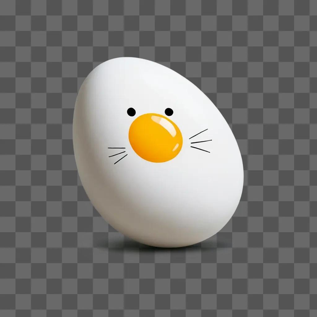 A cute egg drawing with a black nose and mouth