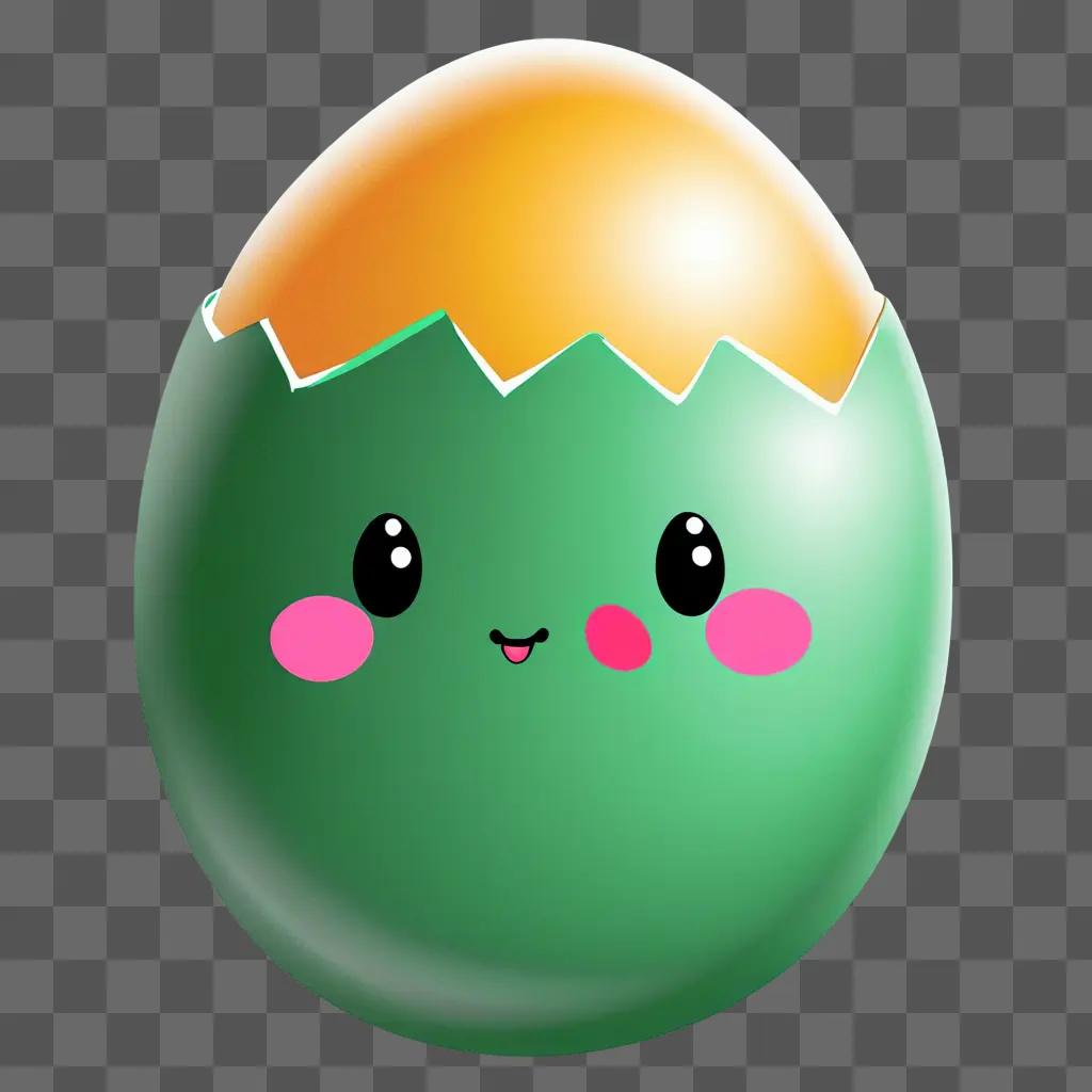 A cute egg drawing with a pink face and pink cheeks