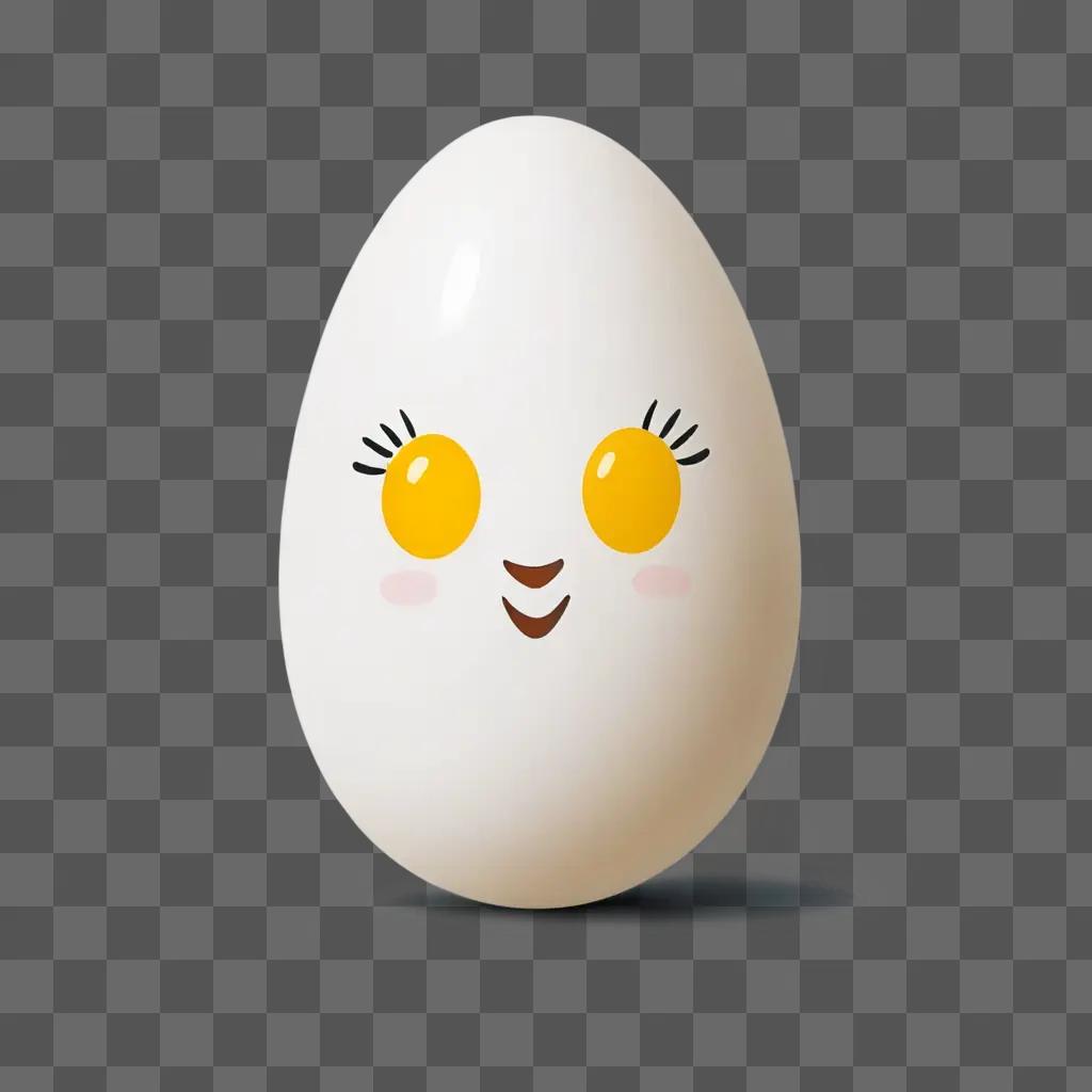 A cute egg drawing with big eyes and a smile