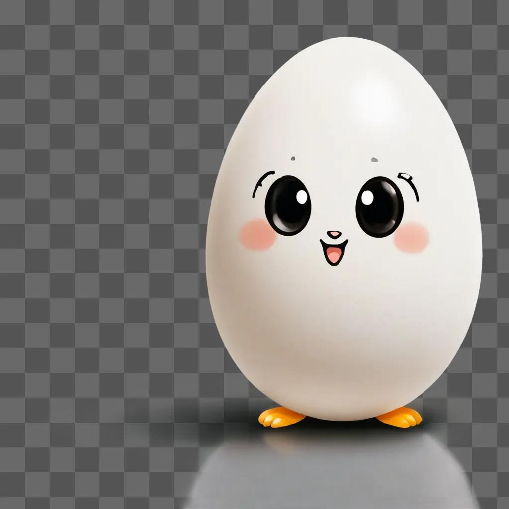 A cute egg drawing with big eyes and smile