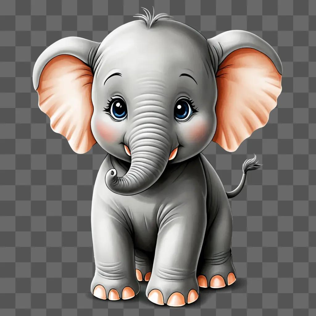 A cute elephant drawing is shown with a smiling face