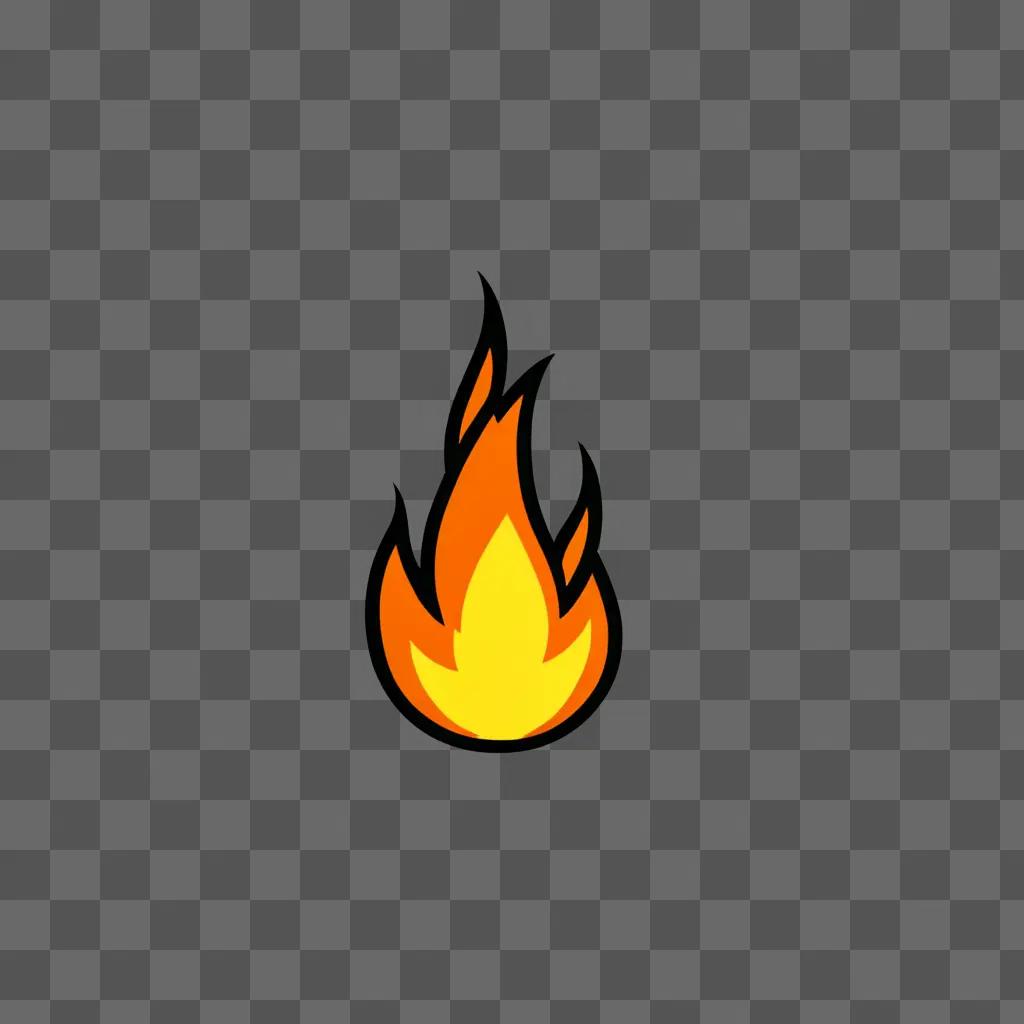 A cute fire drawing on a brown background