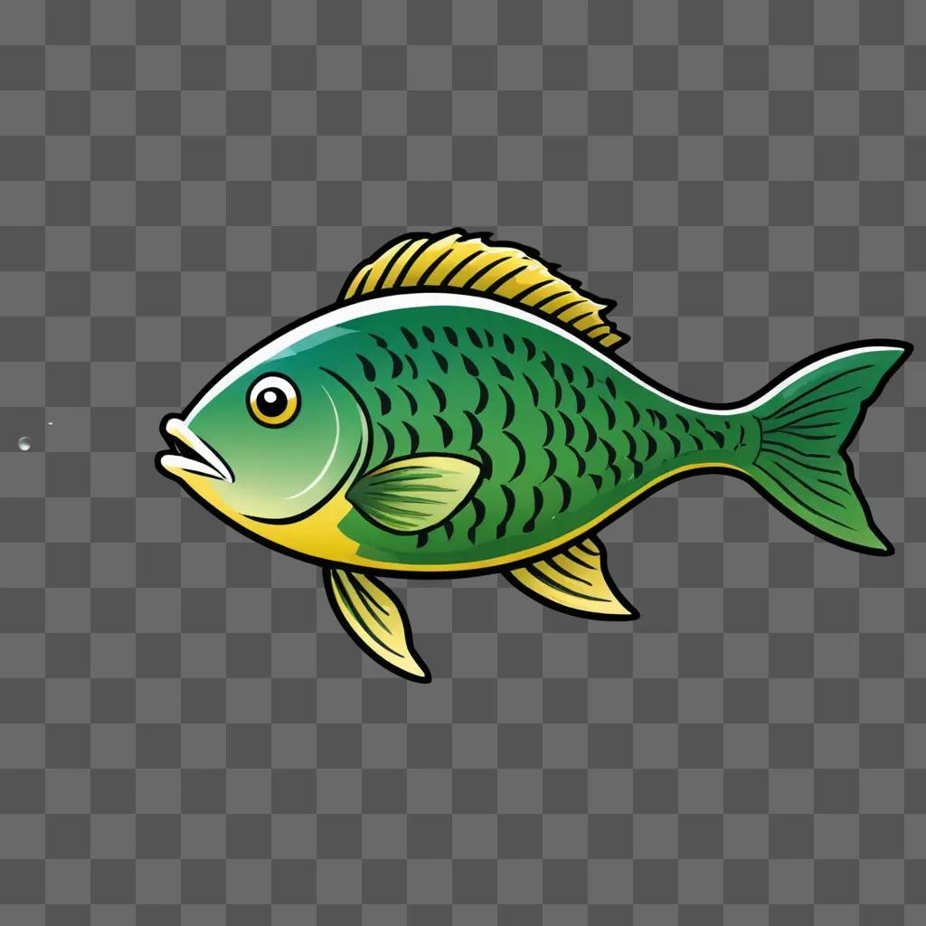 A cute fish drawing against a green background