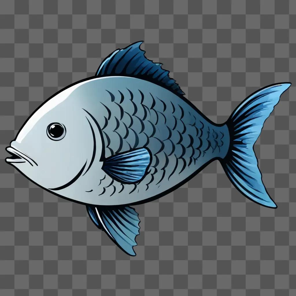 A cute fish drawing in a blue background