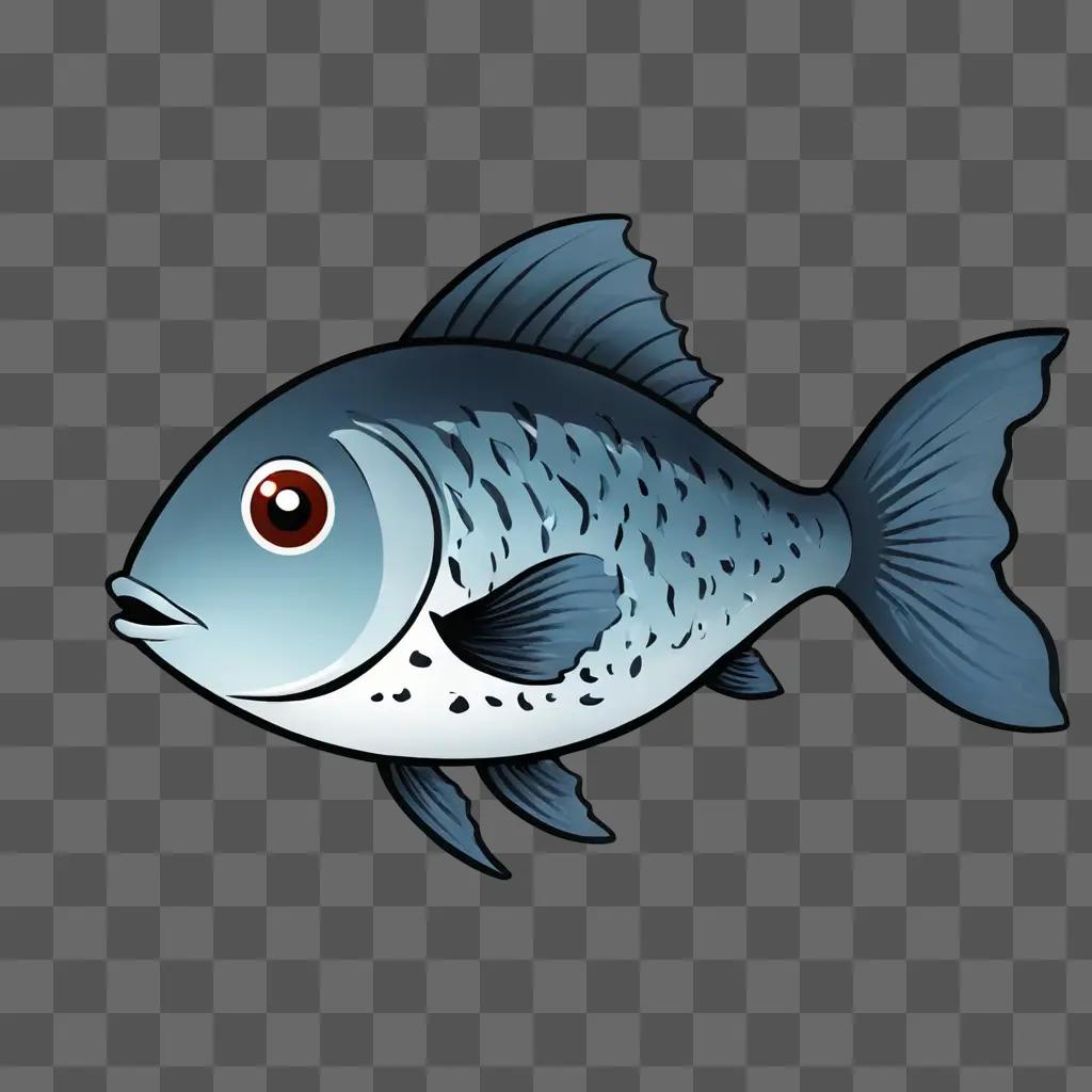 A cute fish drawing on a dark background