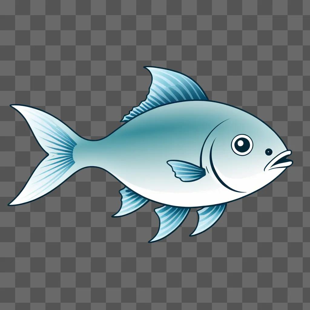 A cute fish drawing on a light blue background