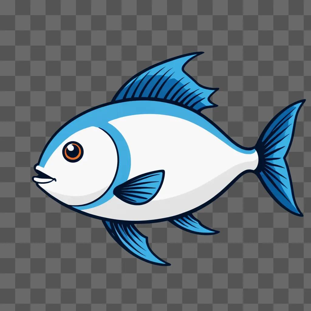 A cute fish drawing with a blue background