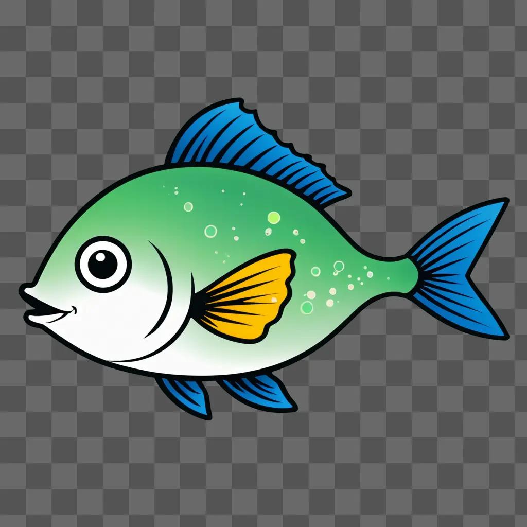 A cute fish drawing with a smile on its face