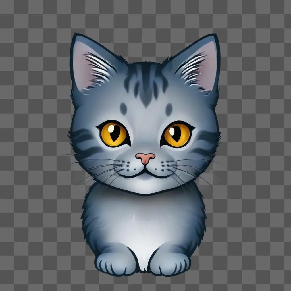 A cute grey kitten emoji sitting on a grey surface