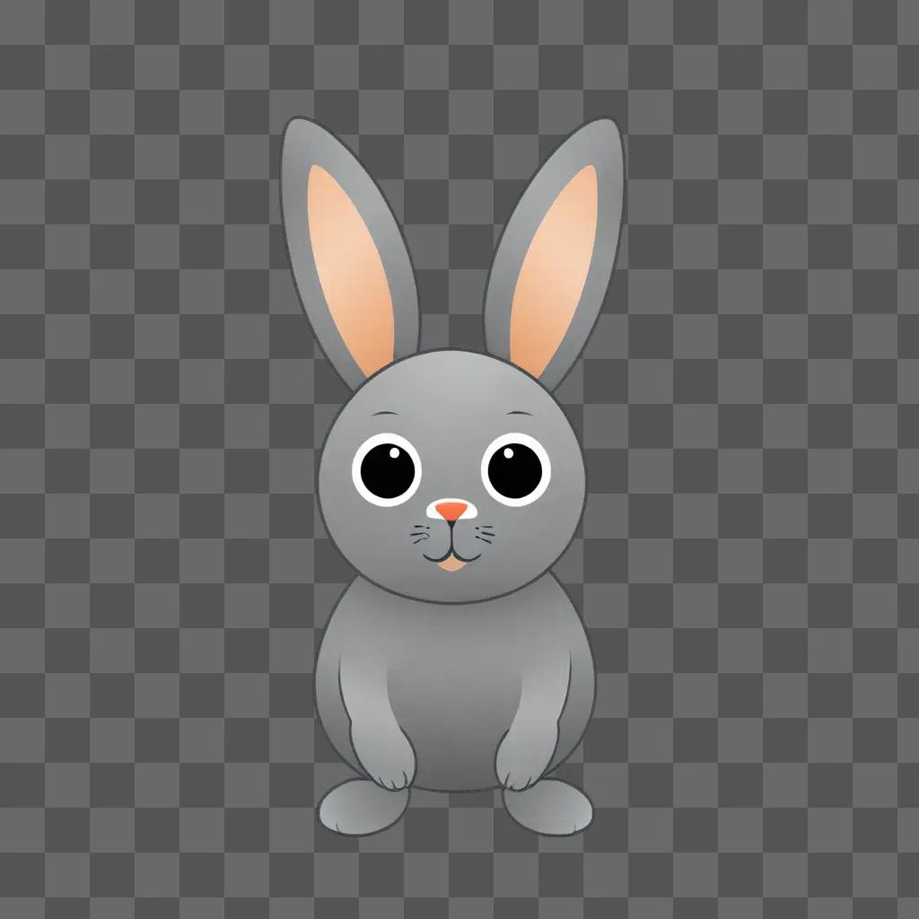 A cute grey rabbit clipart with orange ears