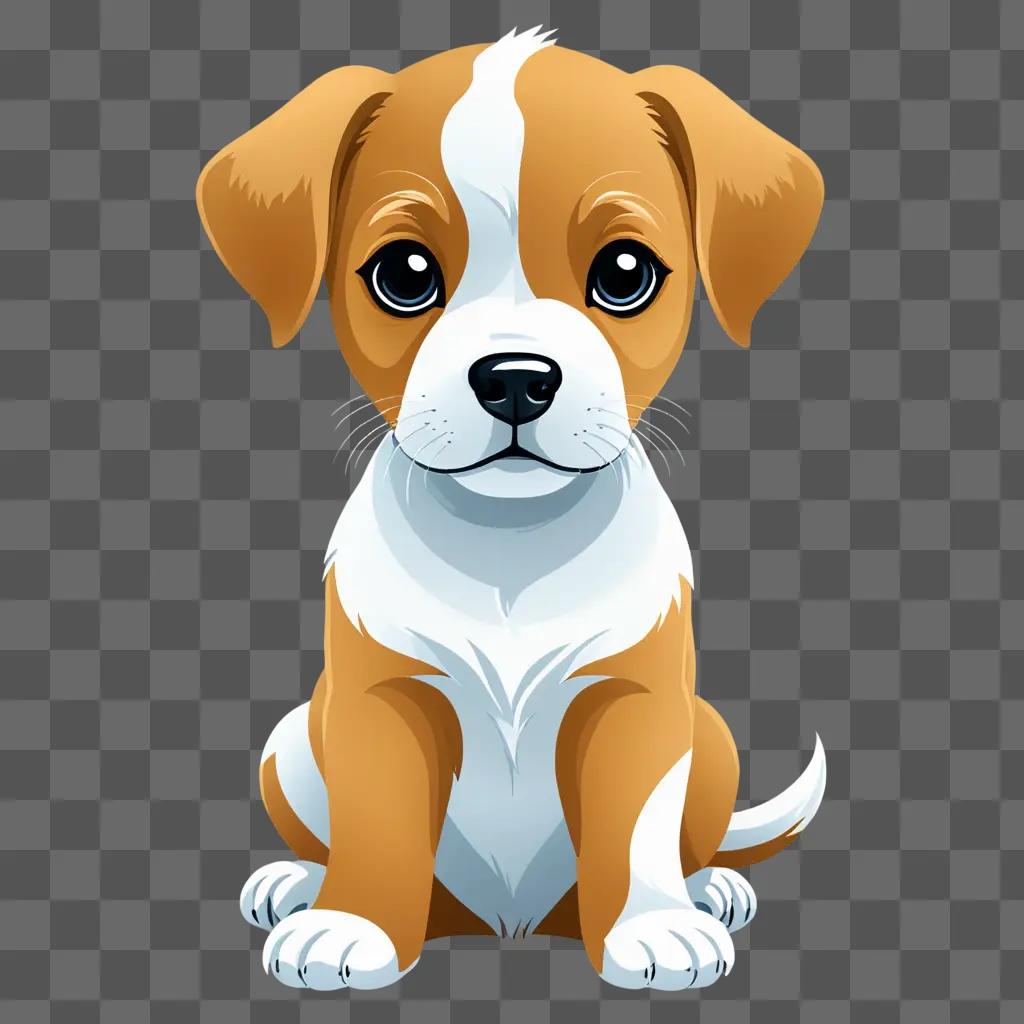 ベージュの表面に座るかわいいイラストの子犬