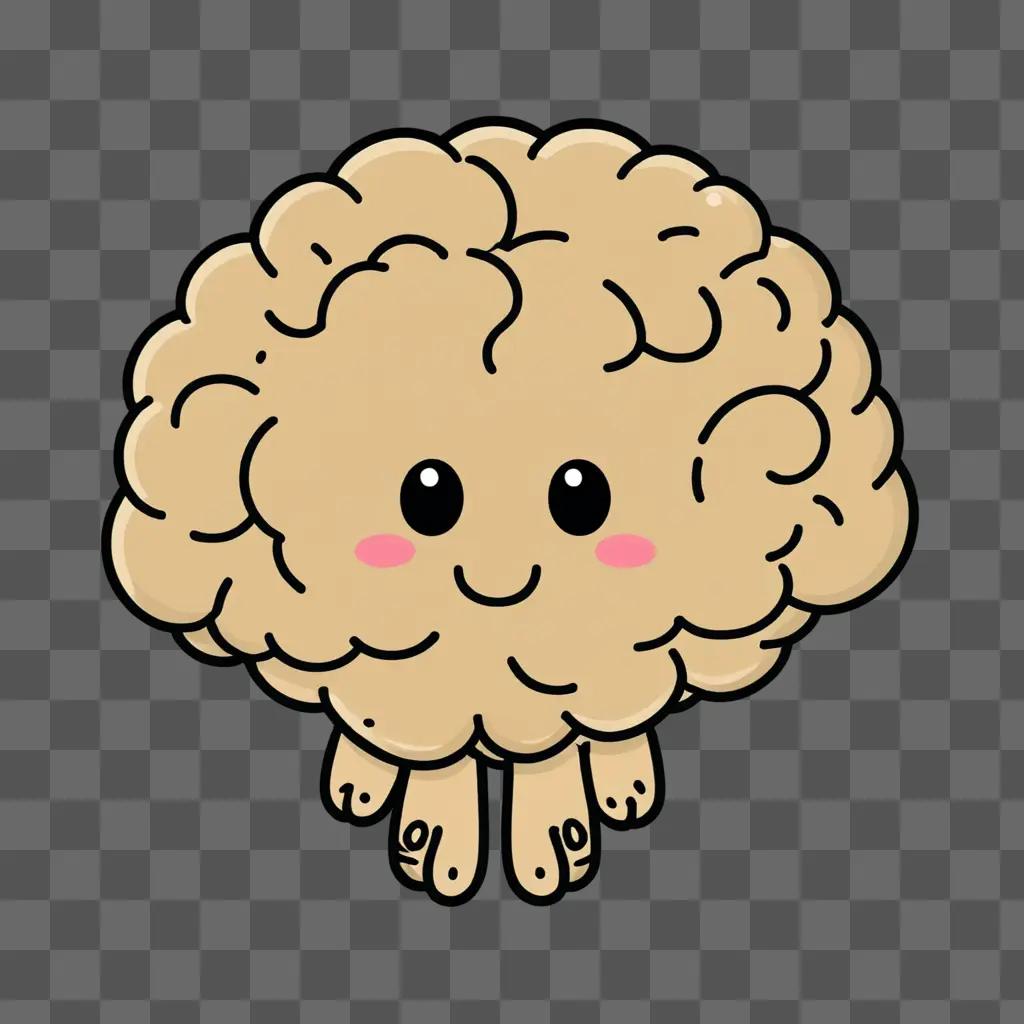 A cute kawaii brain drawing