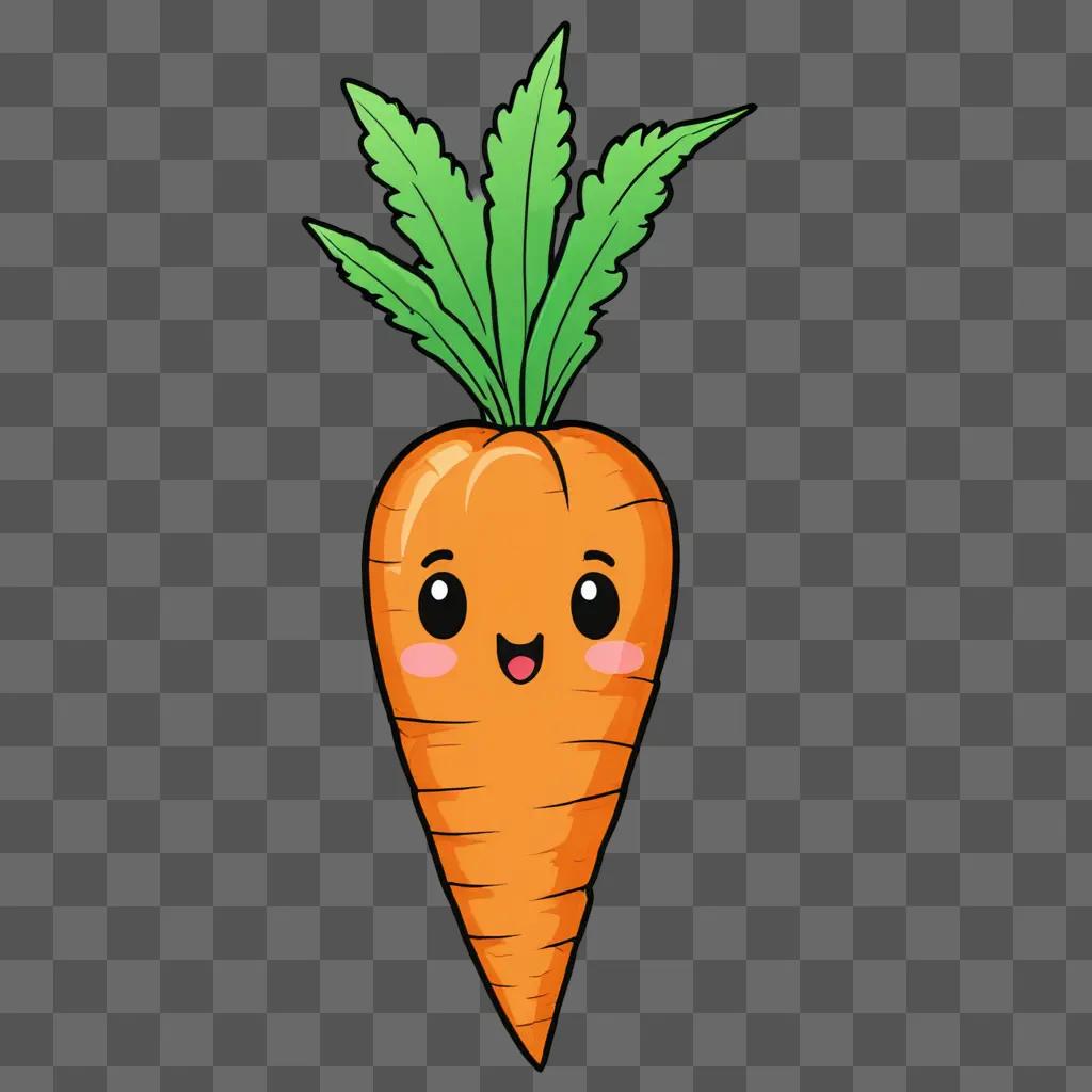 A cute kawaii carrot drawing with a smiling face