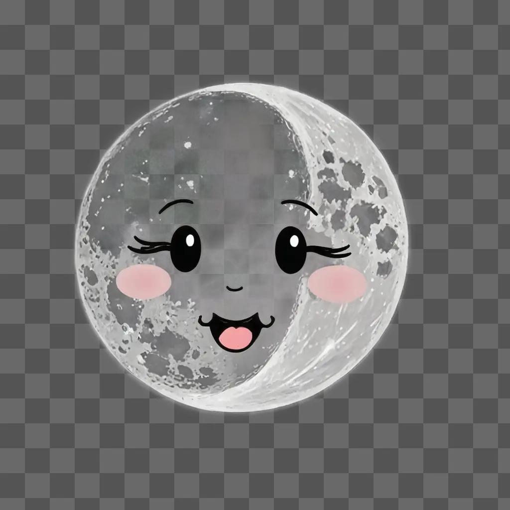 A cute kawaii drawing of a smiling moon