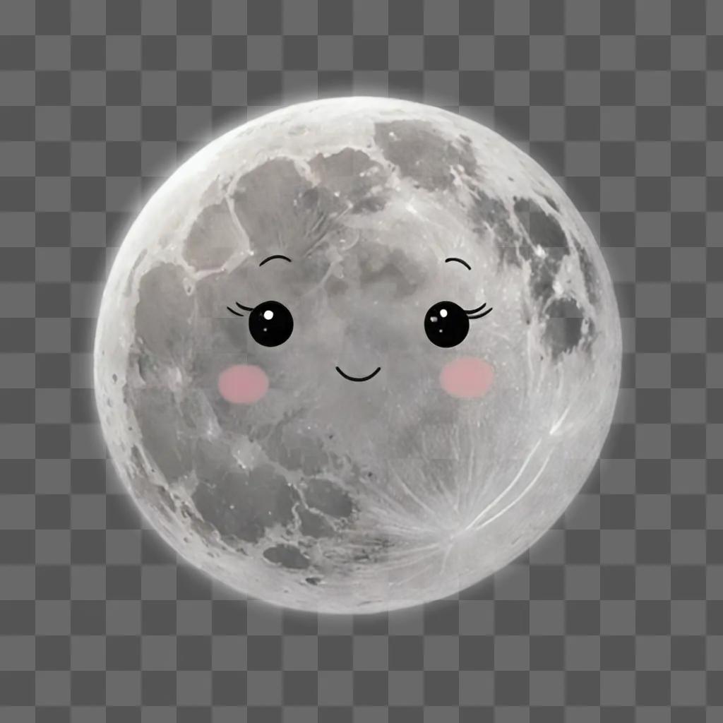 A cute kawaii moon drawing with pink cheeks