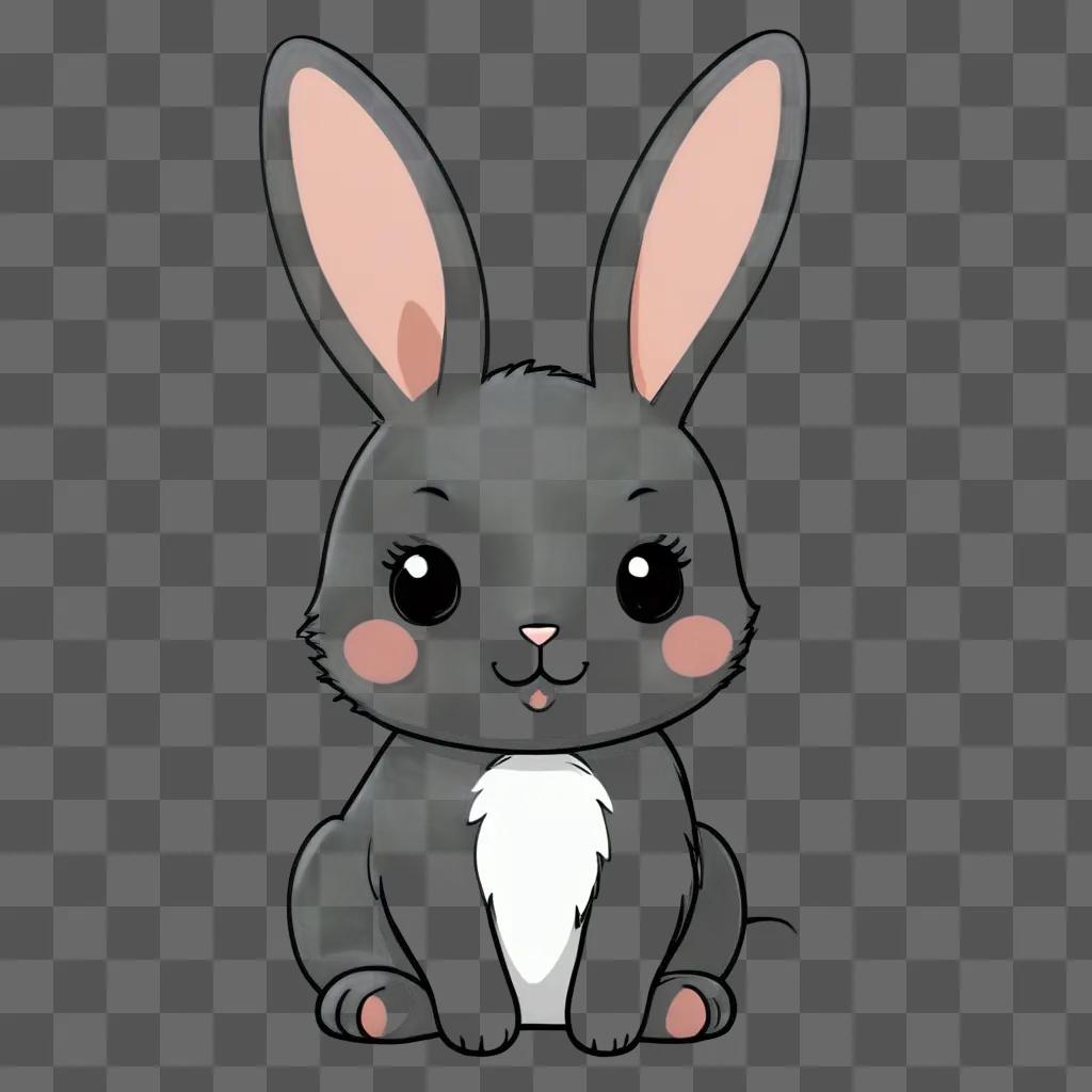 A cute kawaii rabbit drawing on a beige background