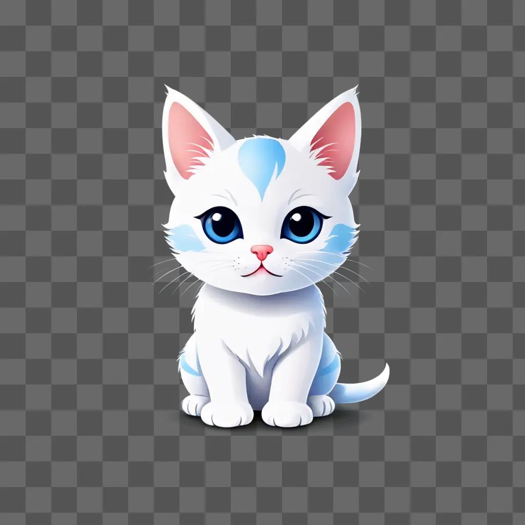 A cute kitten emoji sits alone in a white background