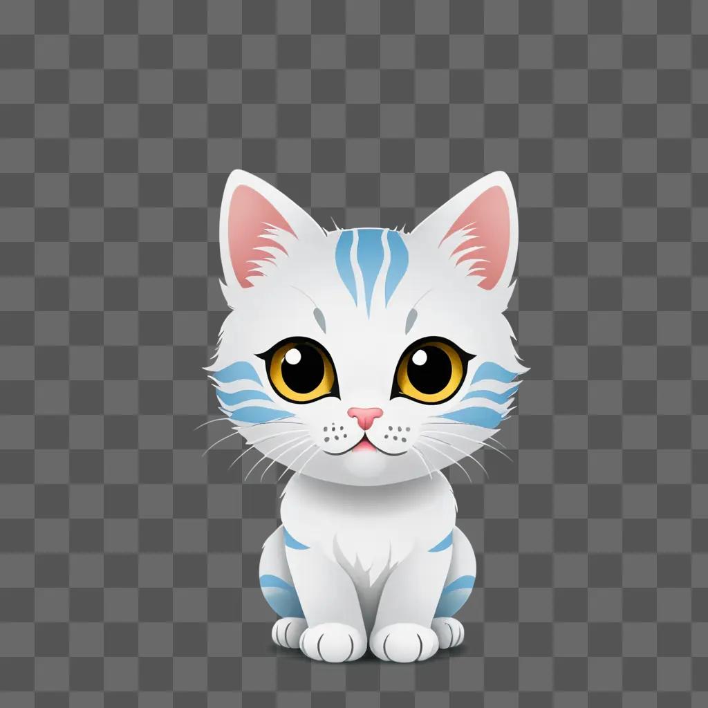 A cute kitten emoji sits in front of a gray background