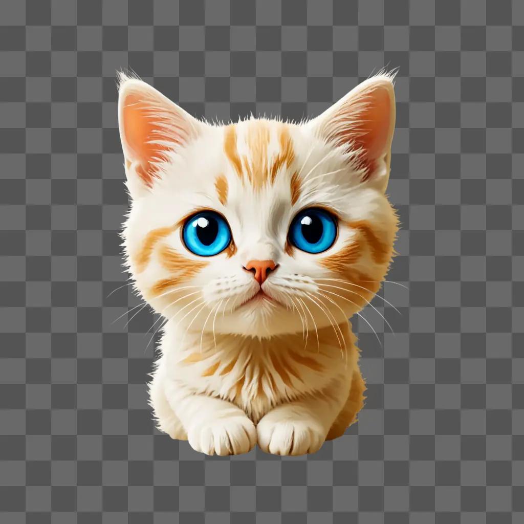 A cute kitten emoji sits on a beige background