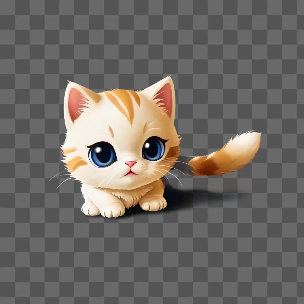 A cute kitten emoji sits on a beige surface