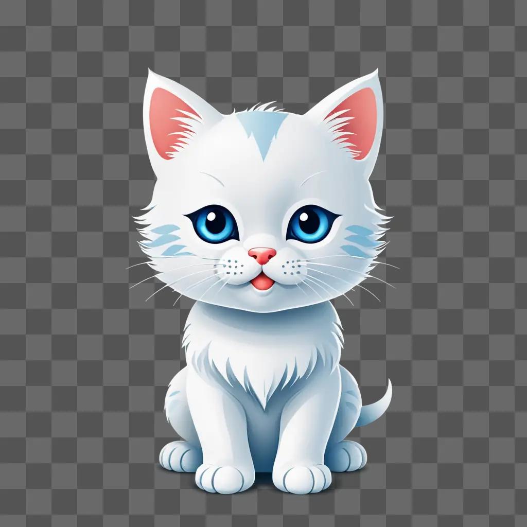 A cute kitten emoji sits on a gray background