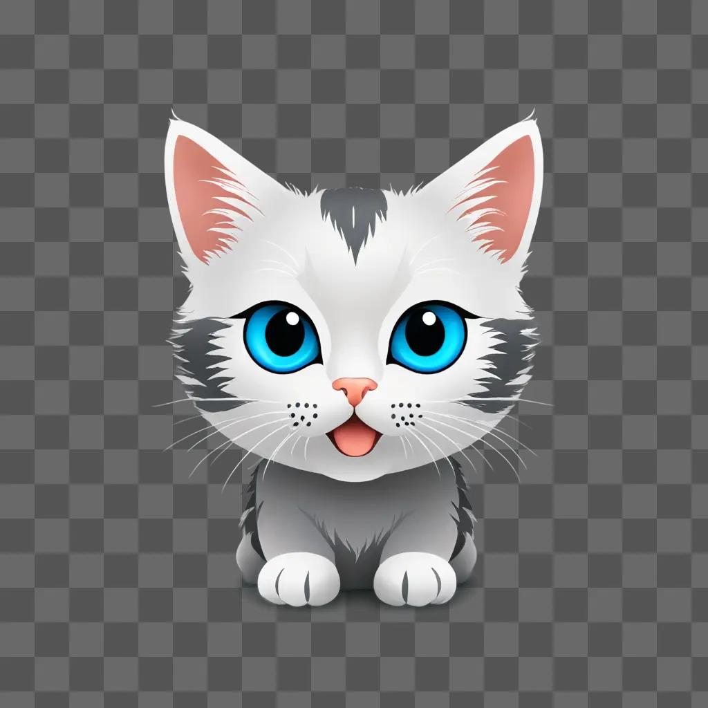 A cute kitten emoji sits on a gray background