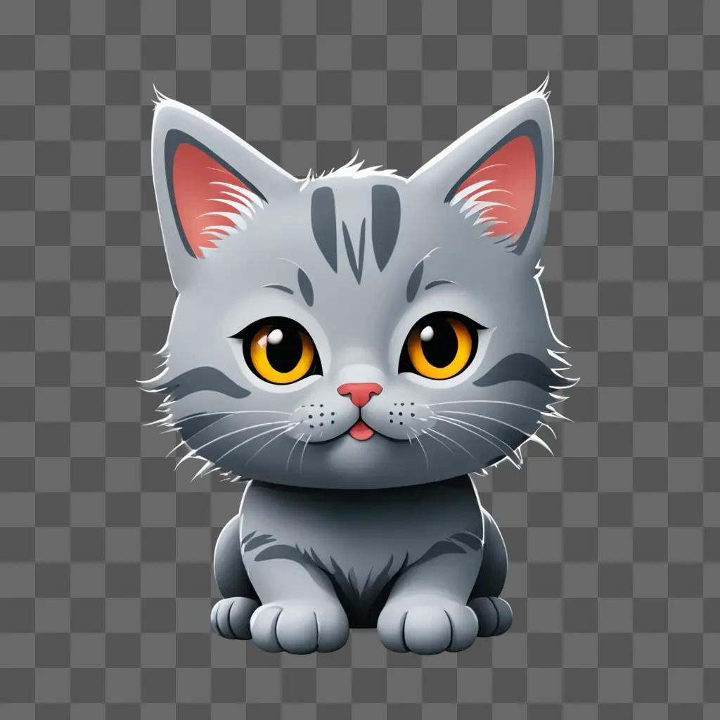 A cute kitten emoji sitting on a gray background