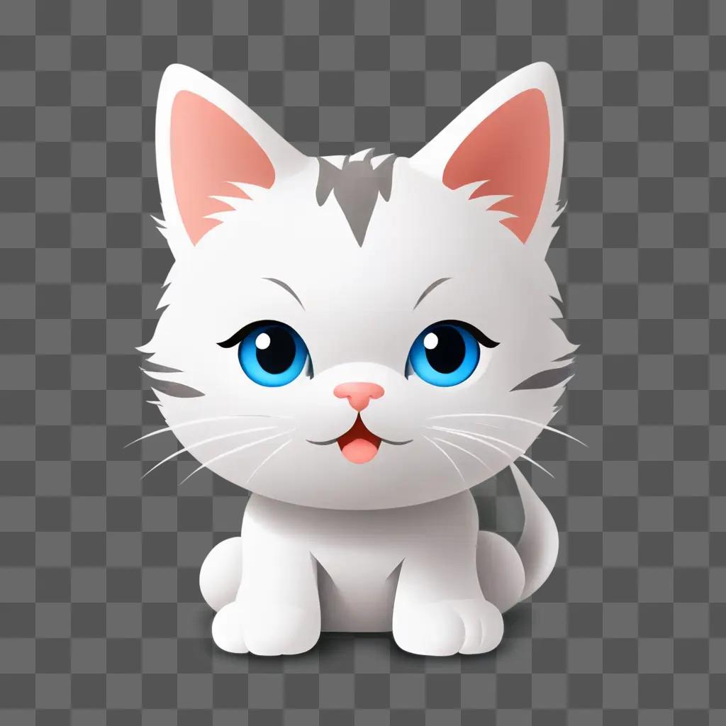 A cute kitten emoji sitting on a gray background