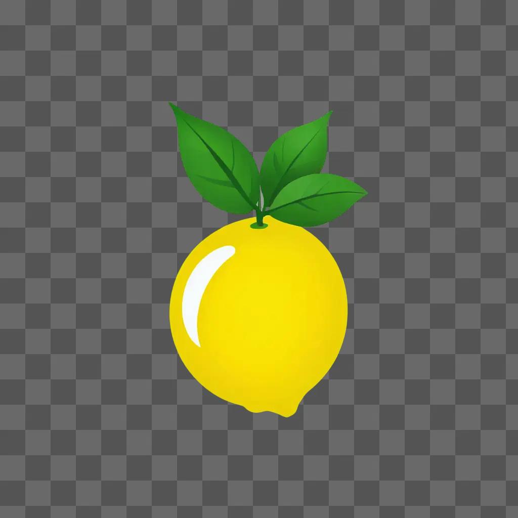 A cute lemon drawing with green leaves